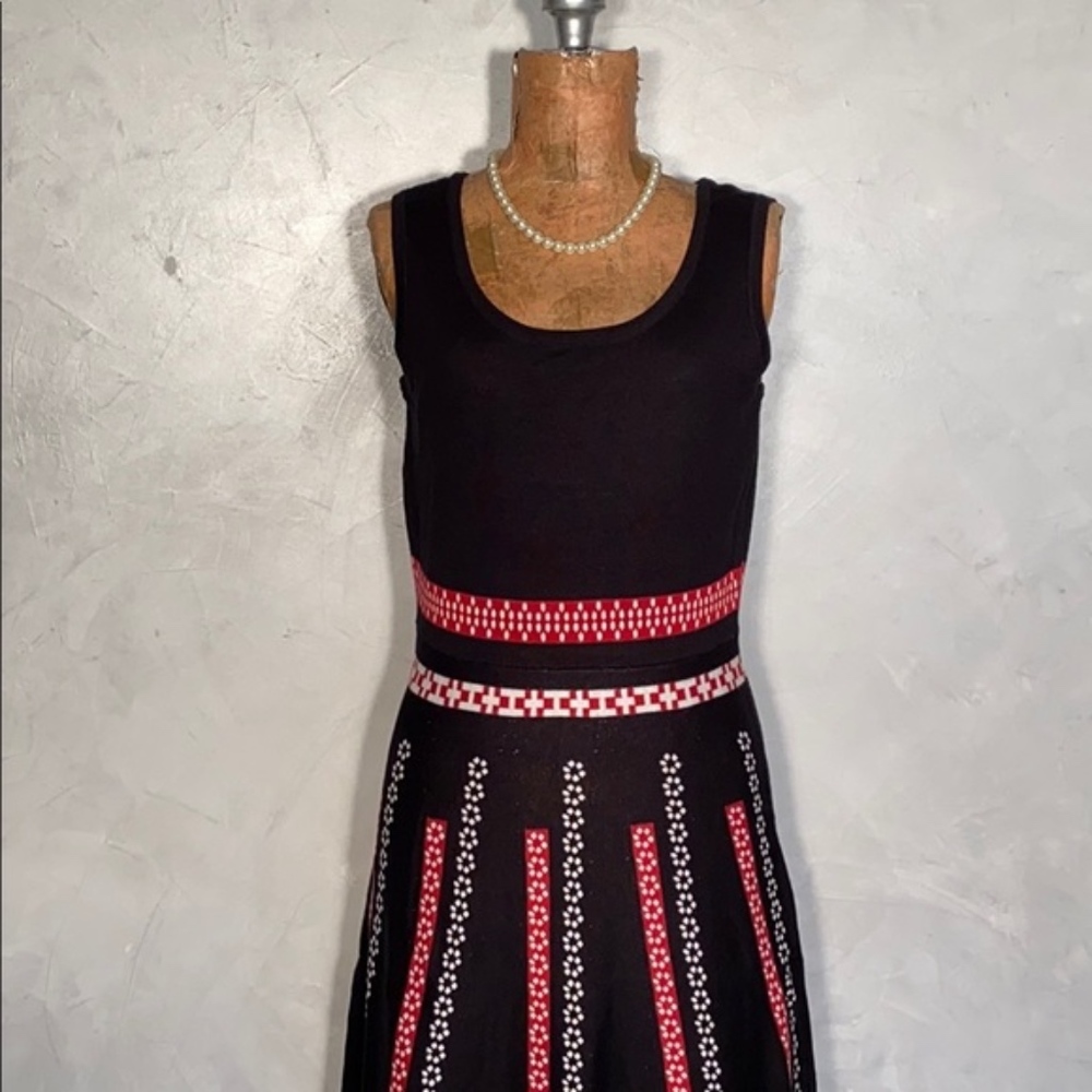 NWT Modcloth Retro Print Fit & Flare Sweater Dress - Picture 2 of 6